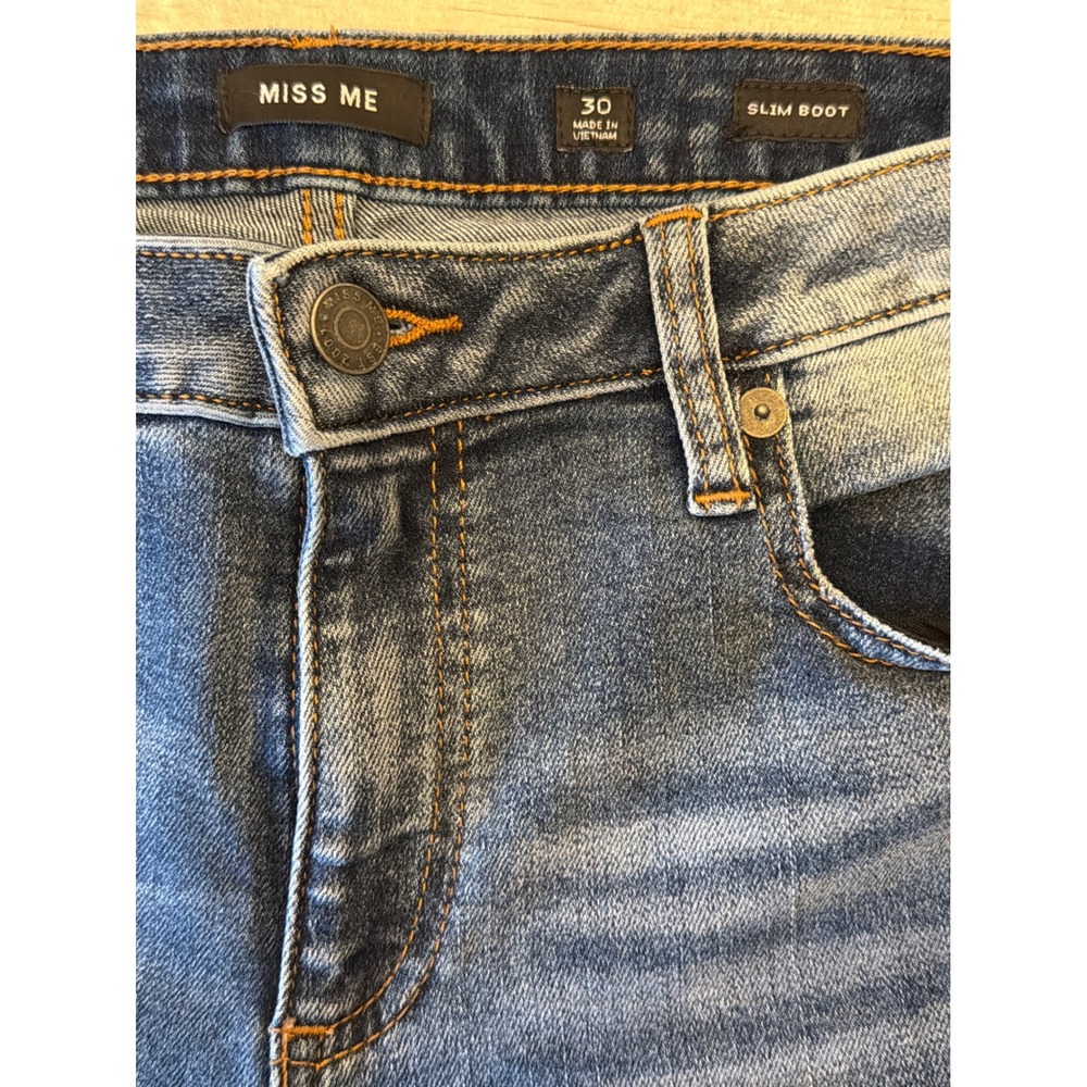 Miss Me Slim Boot Jeans Womens 30 Medium Wash Distressed Bootcut Denim